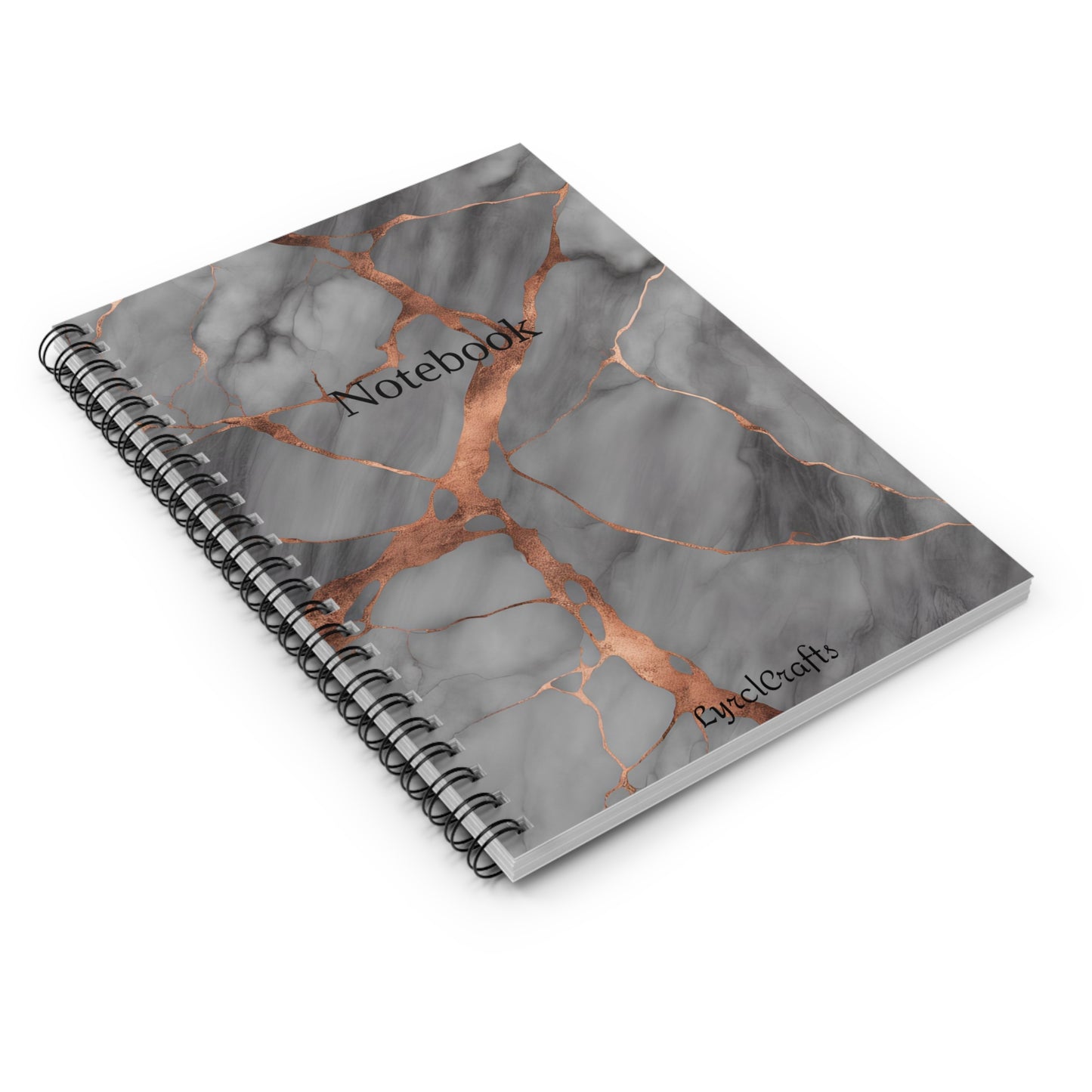Gray Marble with Metallic Copper Spiral Notebook - Ruled Line