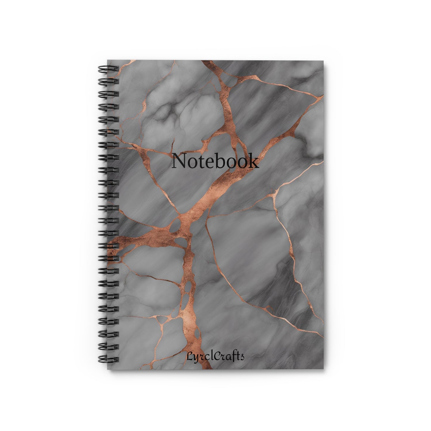 Gray Marble with Metallic Copper Spiral Notebook - Ruled Line