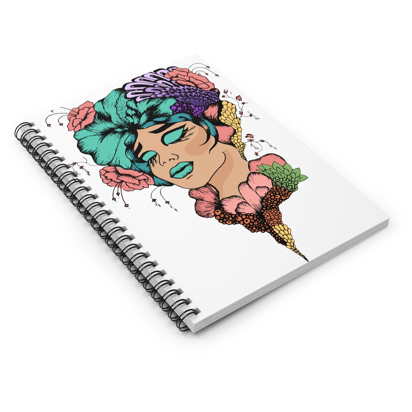 Floral Woman Spiral Notebook - Ruled Line