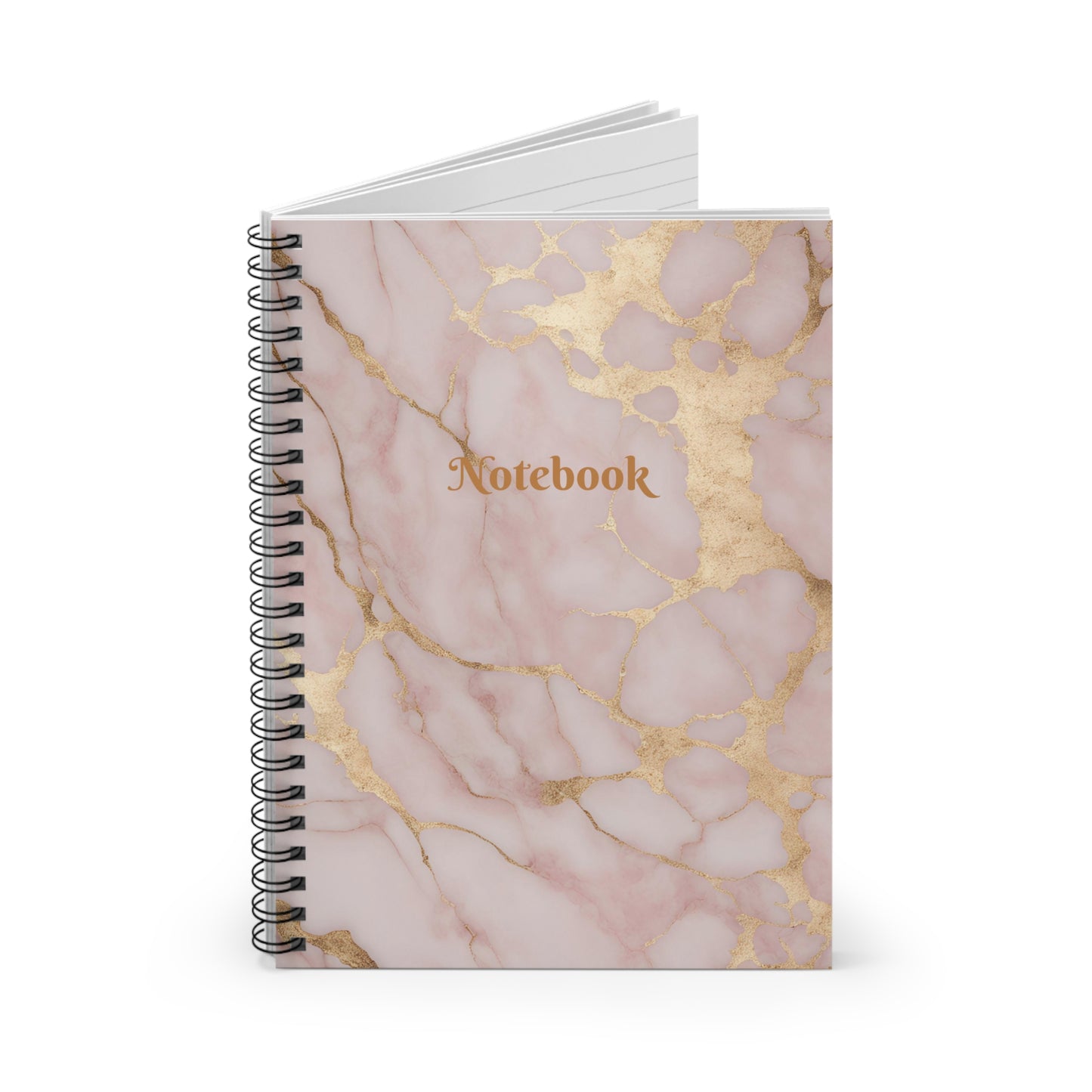 Pink Marble with Gold Speckles Spiral Notebook - Ruled Line
