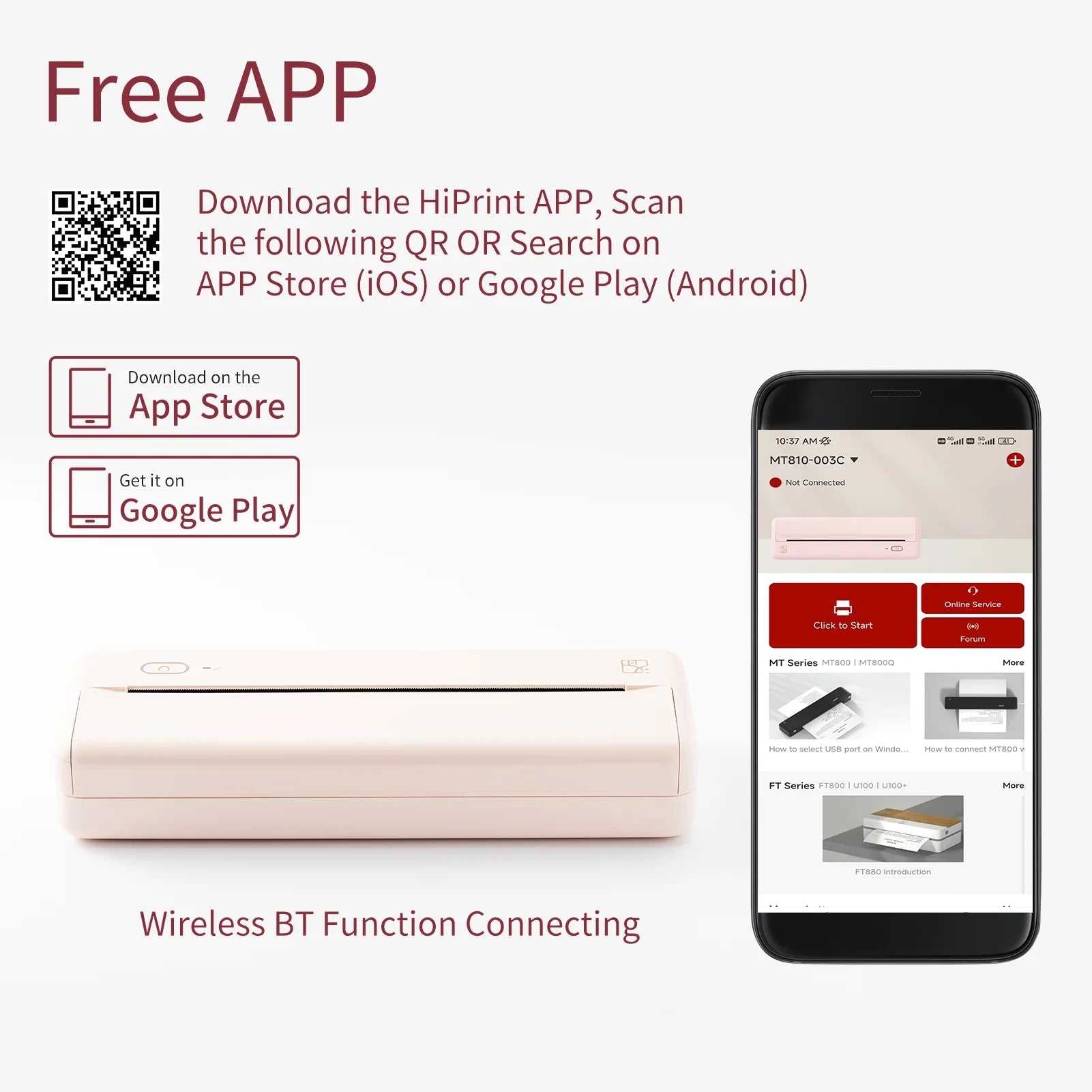 Wireless Portable Printers - A4 Thermal Printer, Monochrome for Travel, Mobile Office, School, Home - Bluetooth Printer Compatible with IOS Android Phone & Laptop