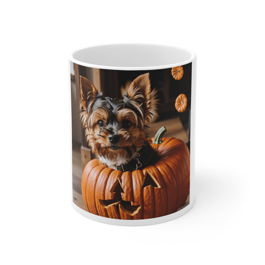 Yorkie Pumpkin Ceramic Mug 11oz