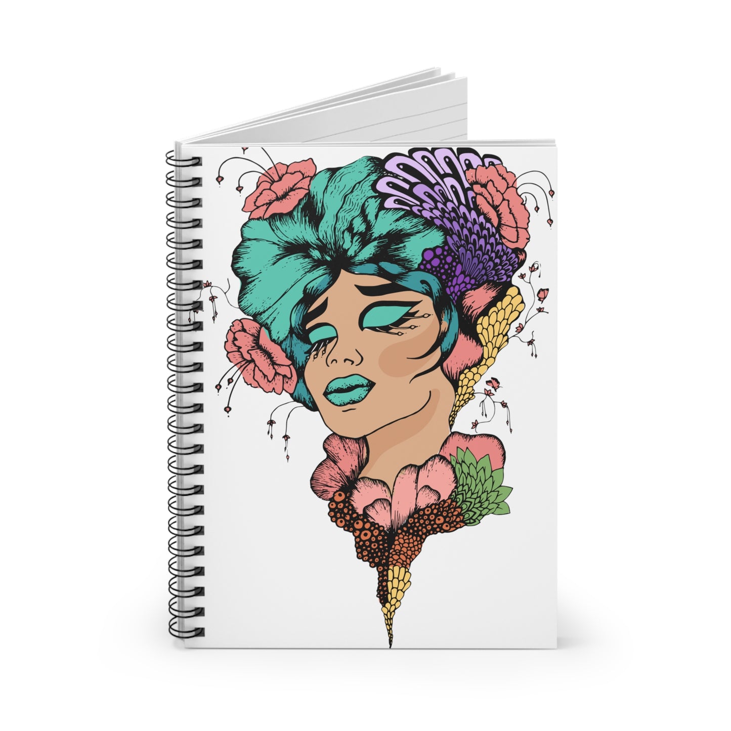 Floral Woman Spiral Notebook - Ruled Line