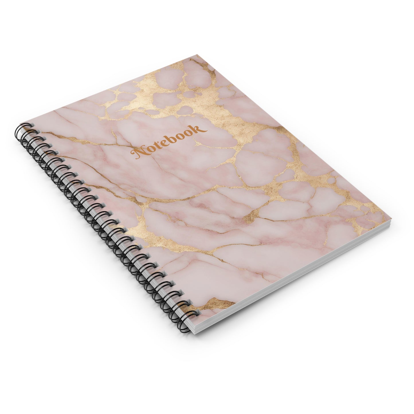 Pink Marble with Gold Speckles Spiral Notebook - Ruled Line