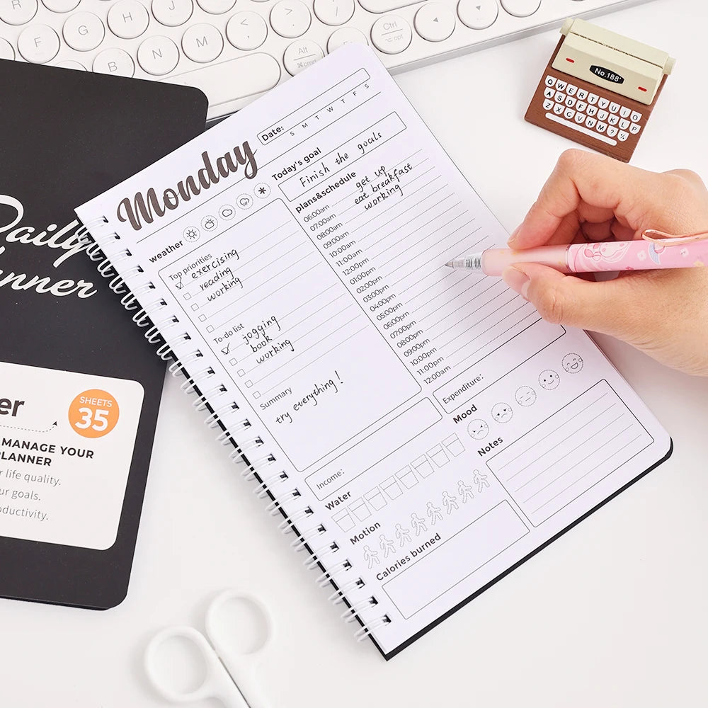 IMODA Stationery A5 Undated Daily Planner to Do List Hourly Schedules Appointment Planner School Office Supplies