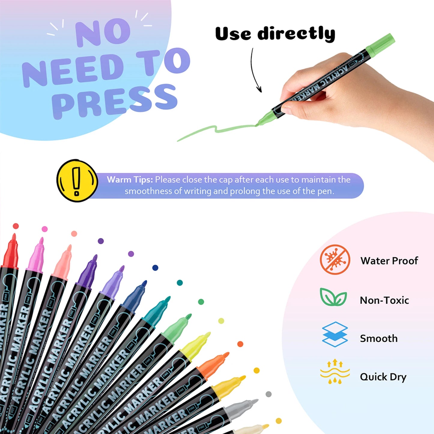 12/24/36/48 Colors Dual Tip Acrylic Paint Pens Markers  for Wood Canvas Stone Rock Painting Glass Ceramic Surfaces DIY Crafts