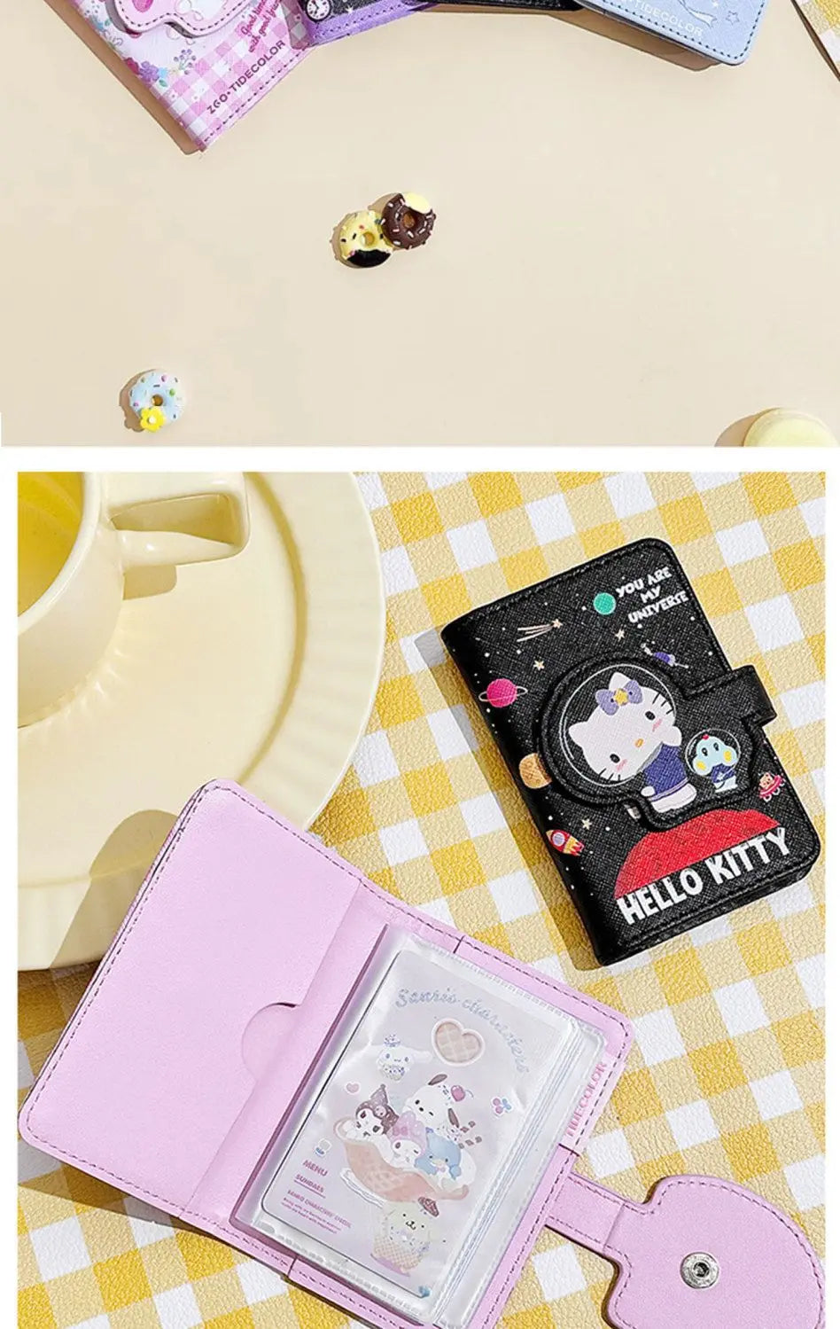 Sanrio Hello Kitty Card Bag Cinnamoroll Kuromi Melody Coin Wallet Bank Cards Document Storage Kawaii Pu Multifunctional Purse