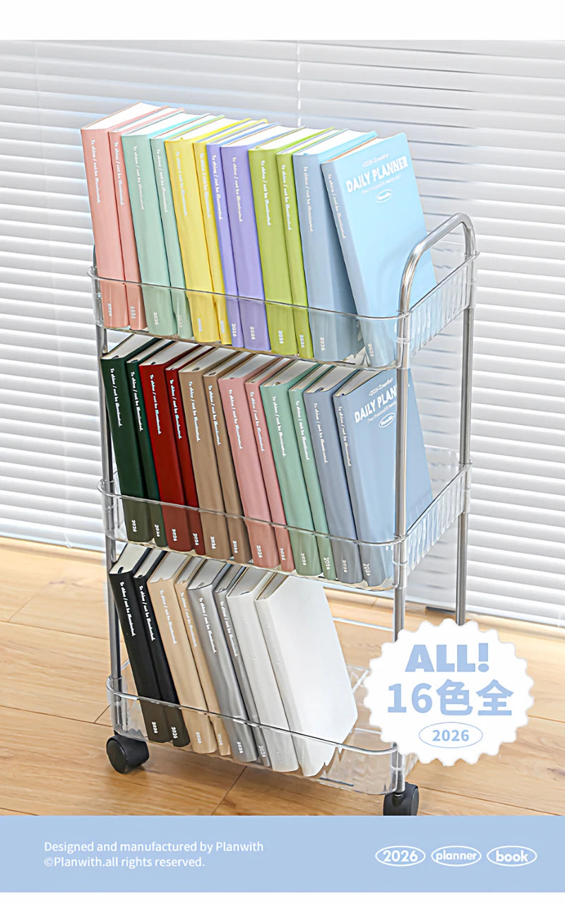 Planwith 2026 Portable Slim A5 Notebook Planner Annual Year Month Weeks Plan One Page Per Day Fashion Colors Best Gifts for 2026