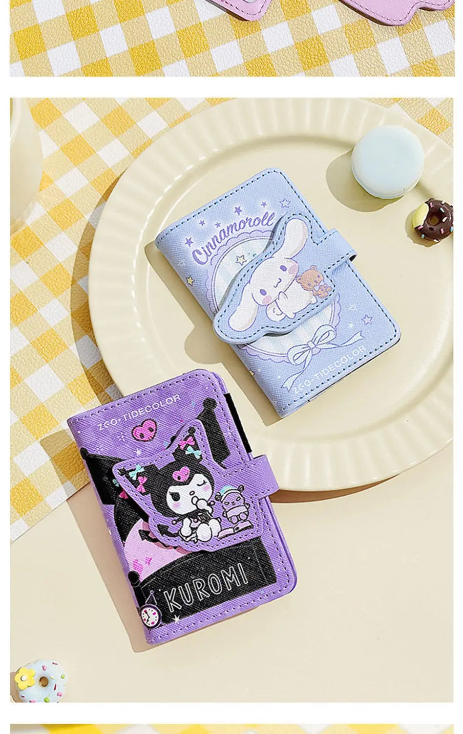 Sanrio Hello Kitty Card Bag Cinnamoroll Kuromi Melody Coin Wallet Bank Cards Document Storage Kawaii Pu Multifunctional Purse