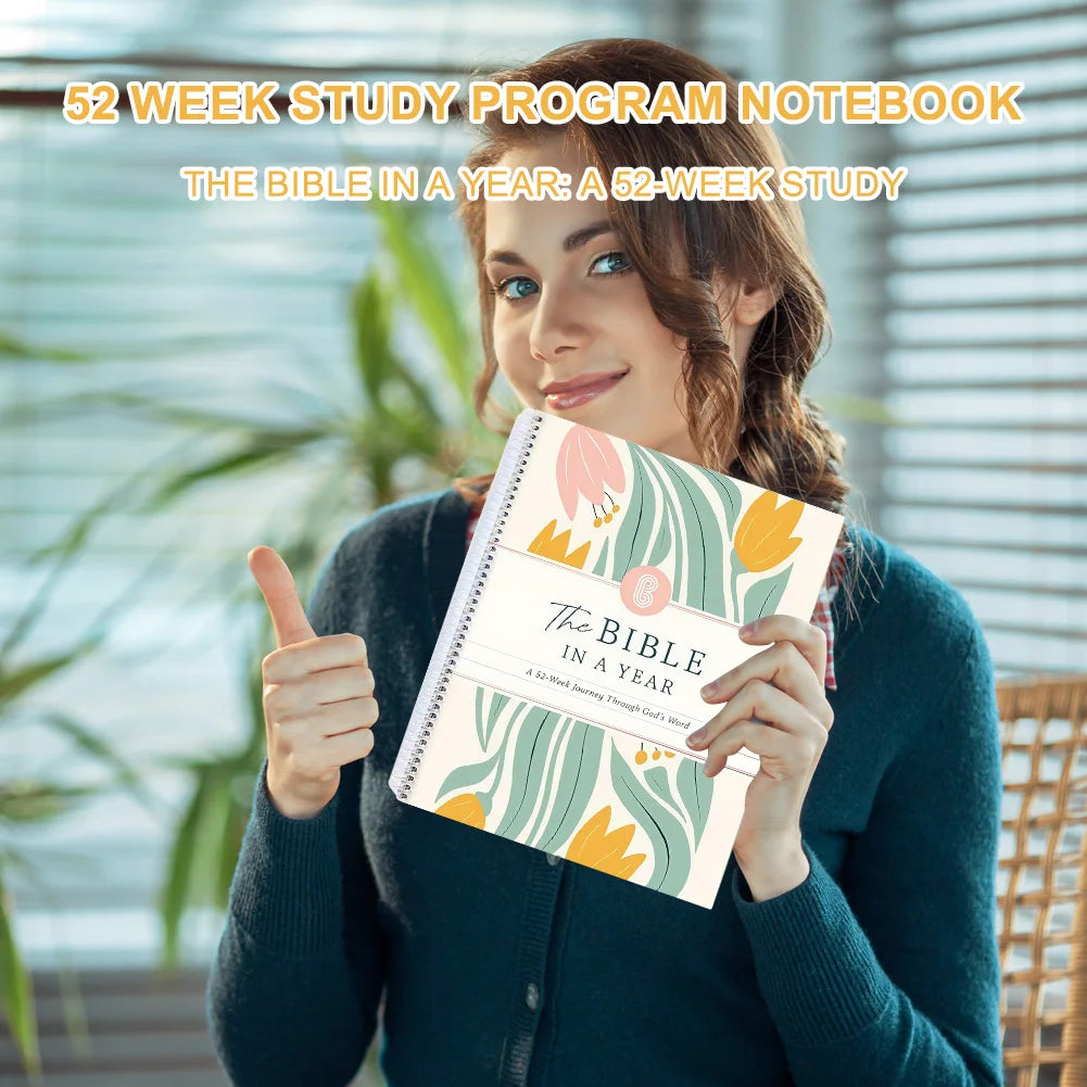 The Bible in A Year Study Through Gods Word Planner Leak-Proof Womens Bible Study Plan 52 Week Study Guide Book for Friend Gift