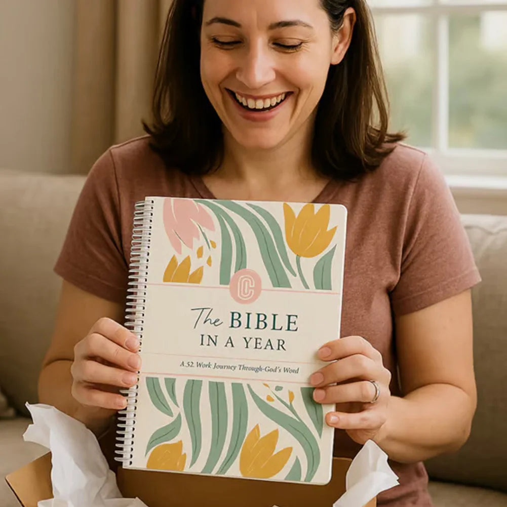 A4/A5 The Bible In A Year:A 52-Week Study Spiral Bible Study Guide Leak-Proof Womens Bible Study Guide Plan Book for Friend Gift