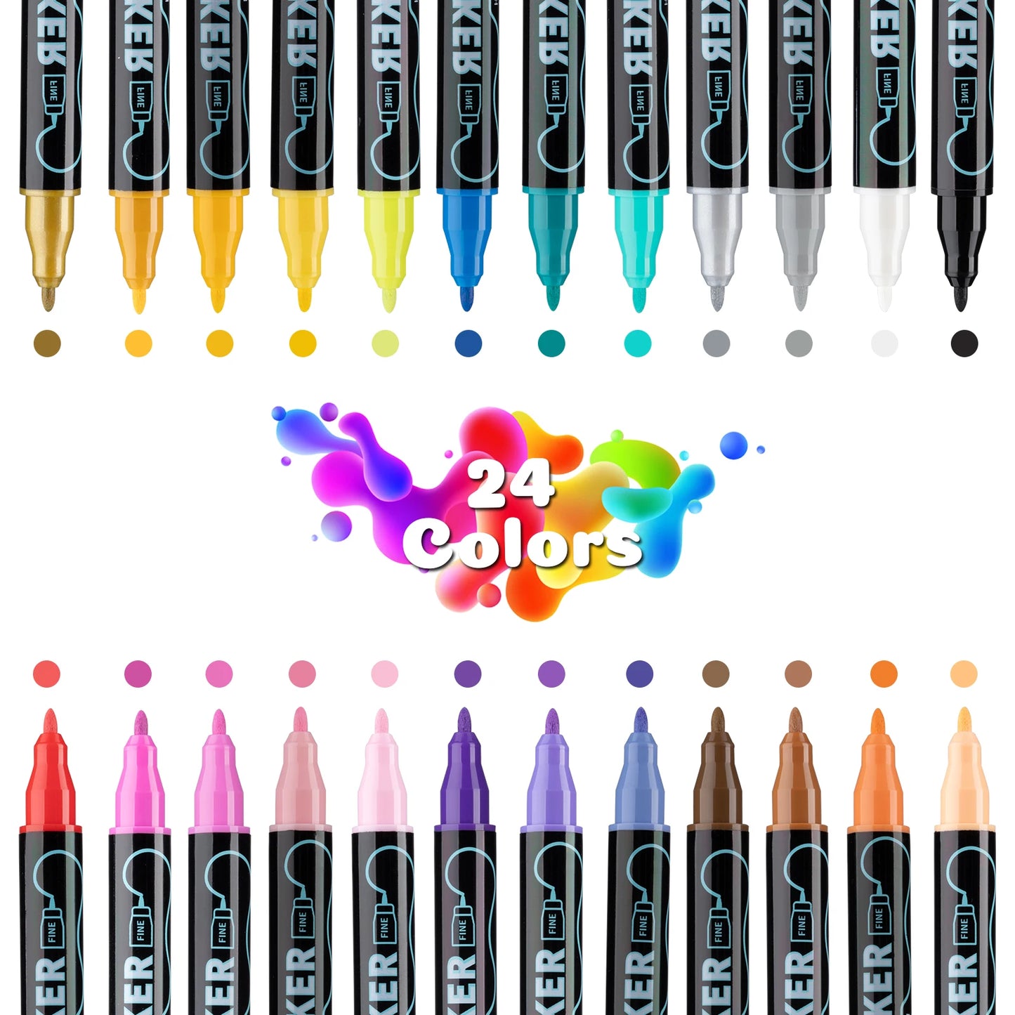 12/24/36/48 Colors Dual Tip Acrylic Paint Pens Markers  for Wood Canvas Stone Rock Painting Glass Ceramic Surfaces DIY Crafts