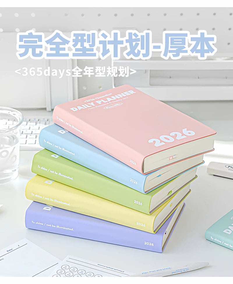 Planwith 2026 Portable Slim A5 Notebook Planner Annual Year Month Weeks Plan One Page Per Day Fashion Colors Best Gifts for 2026