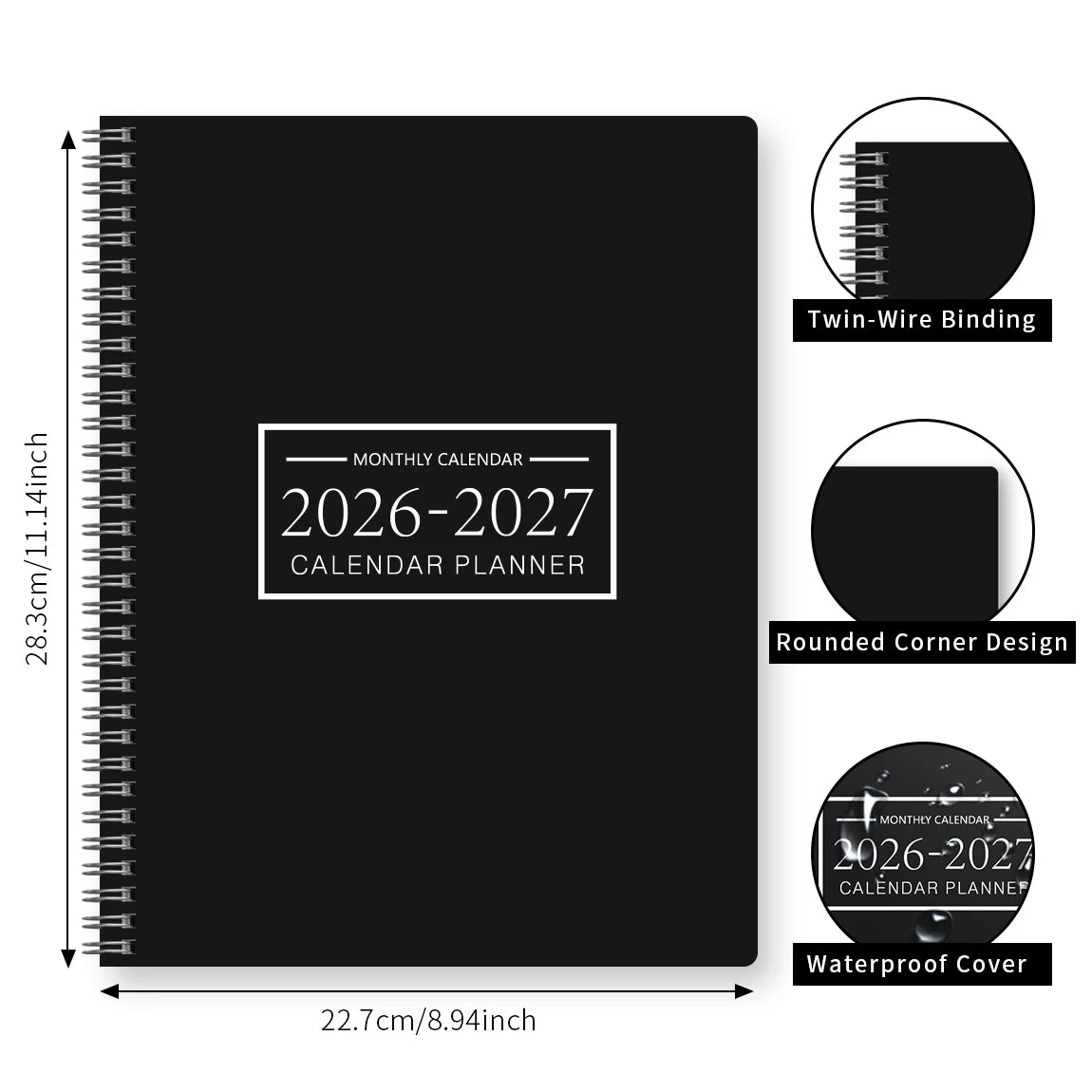 1Pc A4 2026-2027 Monthly Planner and Calendar Book 2 Year Monthly Planner from Jul 2025 - June. 2027, 24 Monthly, with 3 Stickers