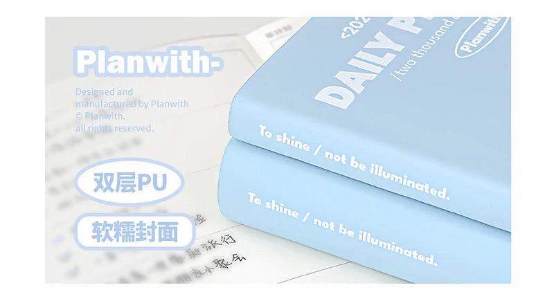 Planwith 2026 Portable Slim A5 Notebook Planner Annual Year Month Weeks Plan One Page Per Day Fashion Colors Best Gifts for 2026