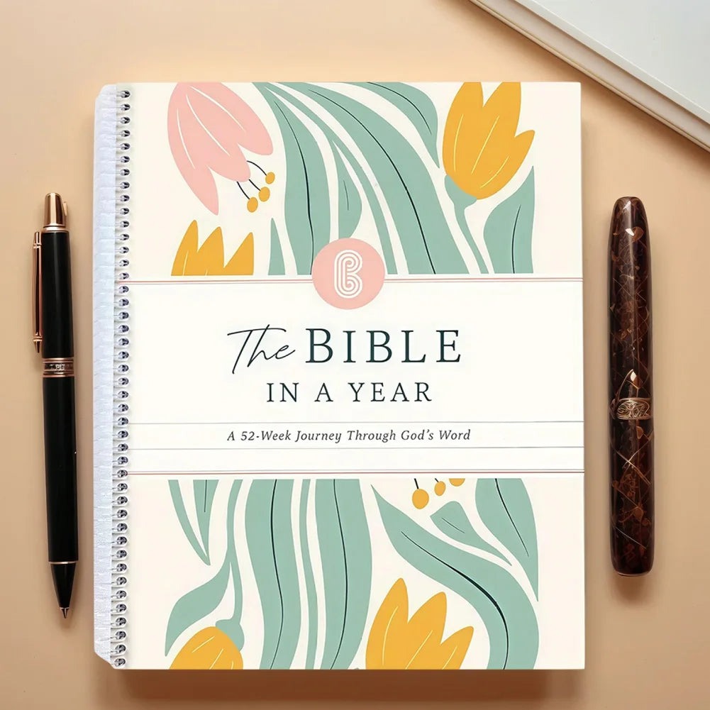 The Bible in A Year Study Through Gods Word Planner Leak-Proof Womens Bible Study Plan 52 Week Study Guide Book for Friend Gift