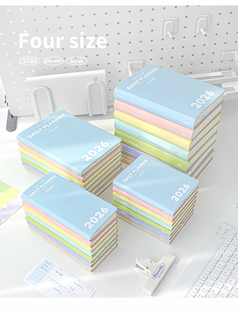 Planwith 2026 Portable Slim A5 Notebook Planner Annual Year Month Weeks Plan One Page Per Day Fashion Colors Best Gifts for 2026