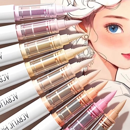 Acrylic Brush Markers Set, Assorted Pro Color Series Automatic Ink Control System Art Markers Set, 9 Count/Set