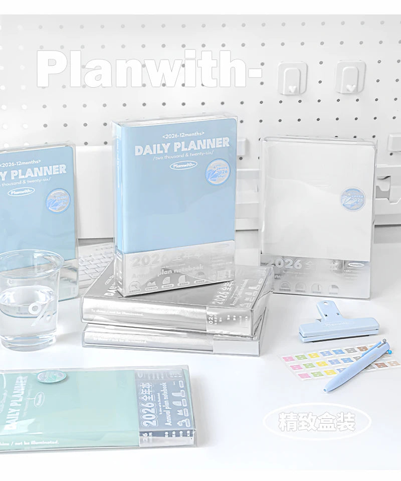 Planwith 2026 Portable Slim A5 Notebook Planner Annual Year Month Weeks Plan One Page Per Day Fashion Colors Best Gifts for 2026