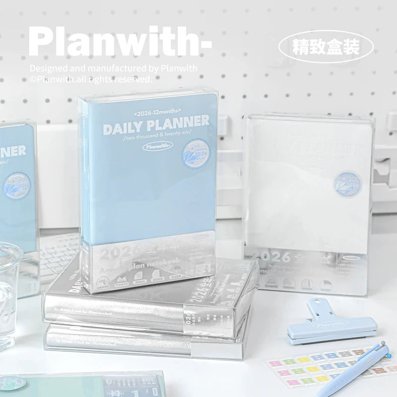 Planwith 2026 Portable Slim A5 Notebook Planner Annual Year Month Weeks Plan One Page Per Day Fashion Colors Best Gifts for 2026