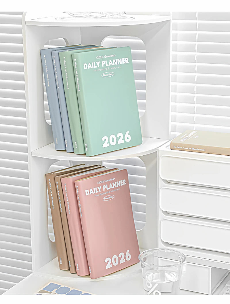 Planwith 2026 Portable Slim A5 Notebook Planner Annual Year Month Weeks Plan One Page Per Day Fashion Colors Best Gifts for 2026