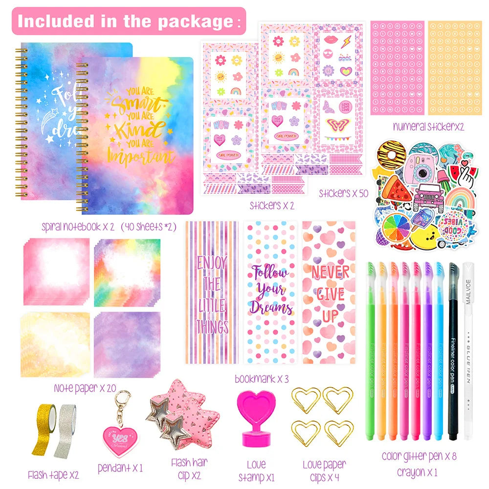 1set DIY Journal Set Stationery Set Scrapbook And Journal Supplies Set Scrapbooking Album Children's Diary Kit for Stationery