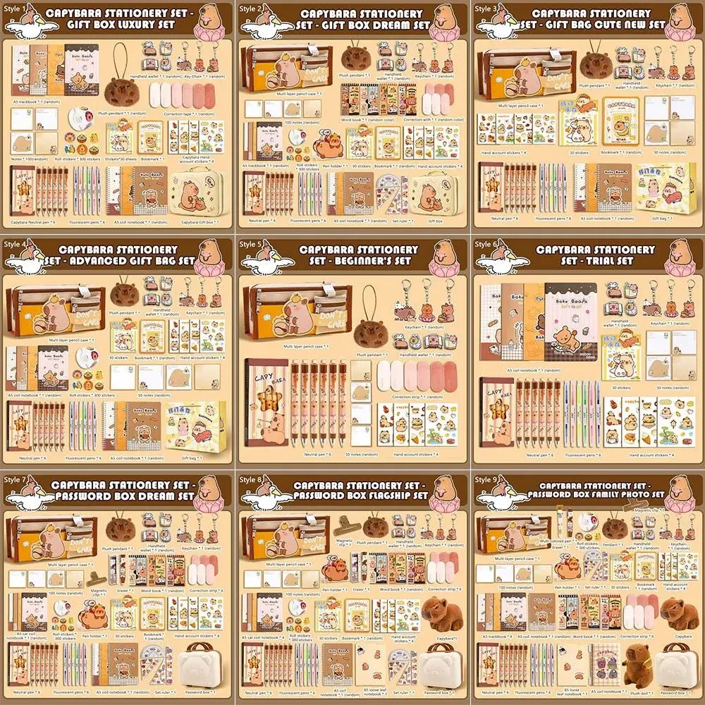 Cute Study Stationery Set Stickers Sharpener Creative Pen Bag Notebook Large Capacity Suitcase Stationery Gift Pack Students