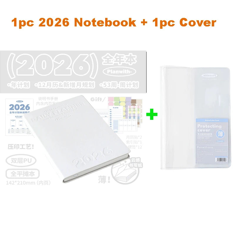 Planwith 2026 Portable Slim A5 Notebook Planner Annual Year Month Weeks Plan One Page Per Day Fashion Colors Best Gifts for 2026