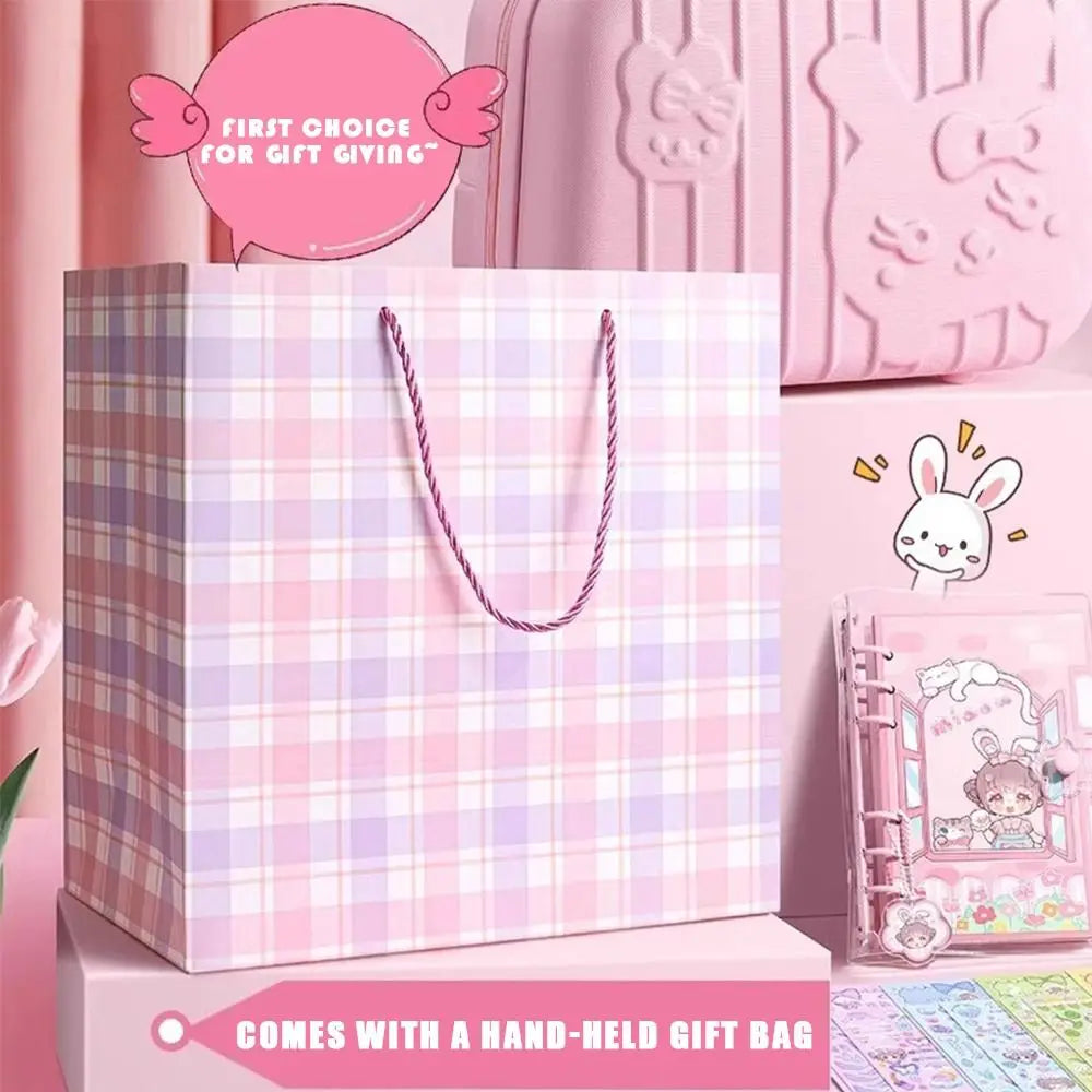 Cute Study Stationery Set Stickers Sharpener Creative Pen Bag Notebook Large Capacity Suitcase Stationery Gift Pack Students