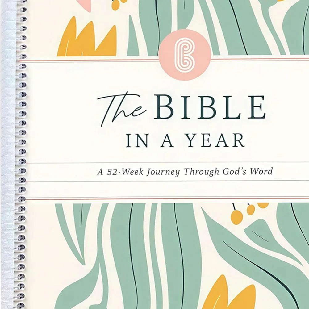 A4/A5 The Bible In A Year:A 52-Week Study Spiral Bible Study Guide Leak-Proof Womens Bible Study Guide Plan Book for Friend Gift