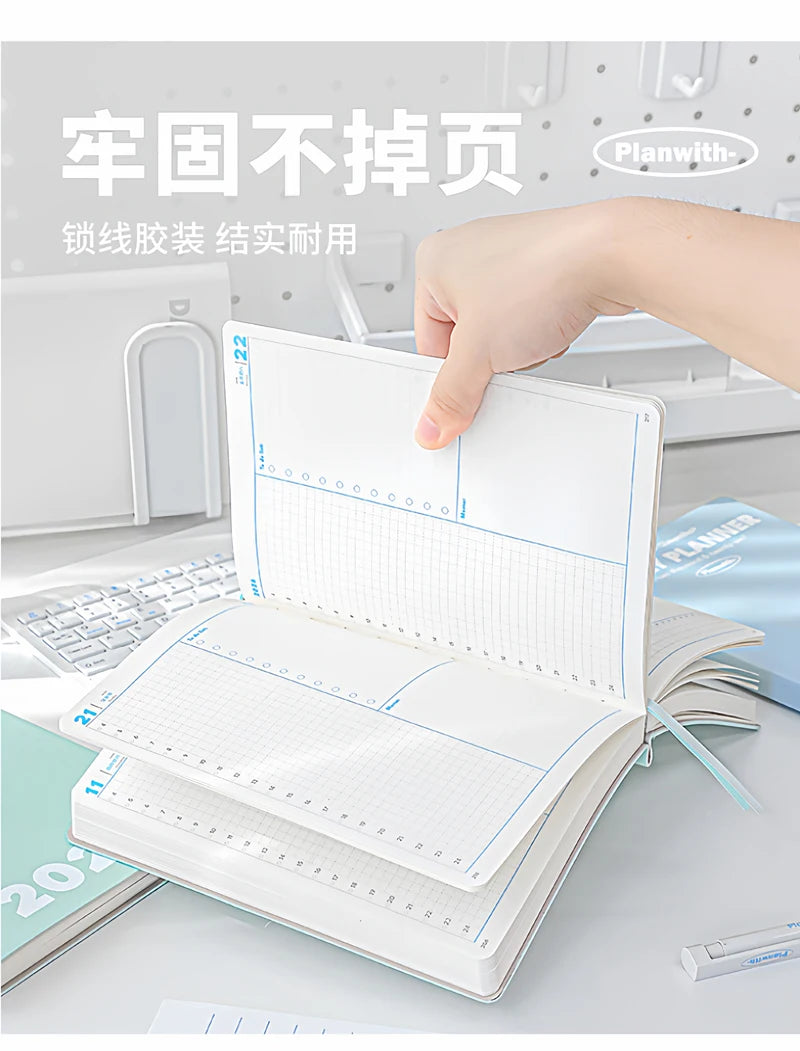 Planwith 2026 Portable Slim A5 Notebook Planner Annual Year Month Weeks Plan One Page Per Day Fashion Colors Best Gifts for 2026