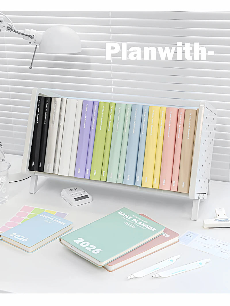 Planwith 2026 Portable Slim A5 Notebook Planner Annual Year Month Weeks Plan One Page Per Day Fashion Colors Best Gifts for 2026