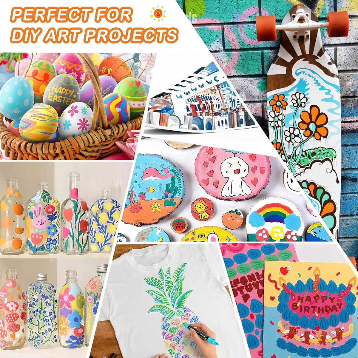 12/24/36/48 Colors Dual Tip Acrylic Paint Pens Markers  for Wood Canvas Stone Rock Painting Glass Ceramic Surfaces DIY Crafts