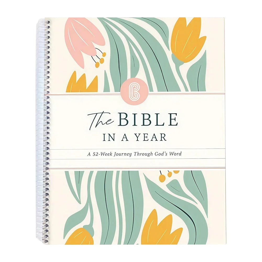 A4/A5 The Bible In A Year:A 52-Week Study Spiral Bible Study Guide Leak-Proof Womens Bible Study Guide Plan Book for Friend Gift