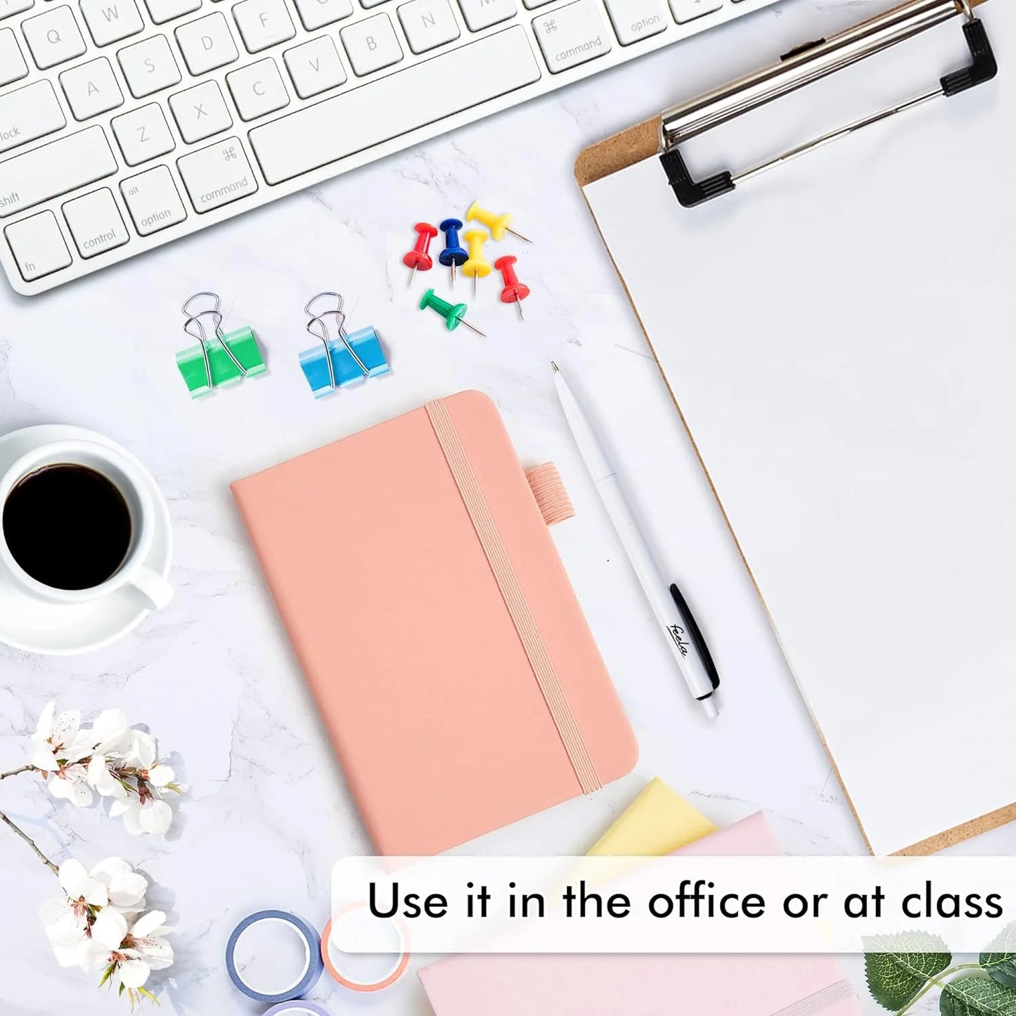 3 Pack Pocket Small Notebook Journals, Mini Cute Hardcover College Ruled Notepad Women Office Supplies, with 3 Black Pens, 3.5”X 5.5”, A6, Pastel Colors, Light Yellow, Light Pink, Pale Orange